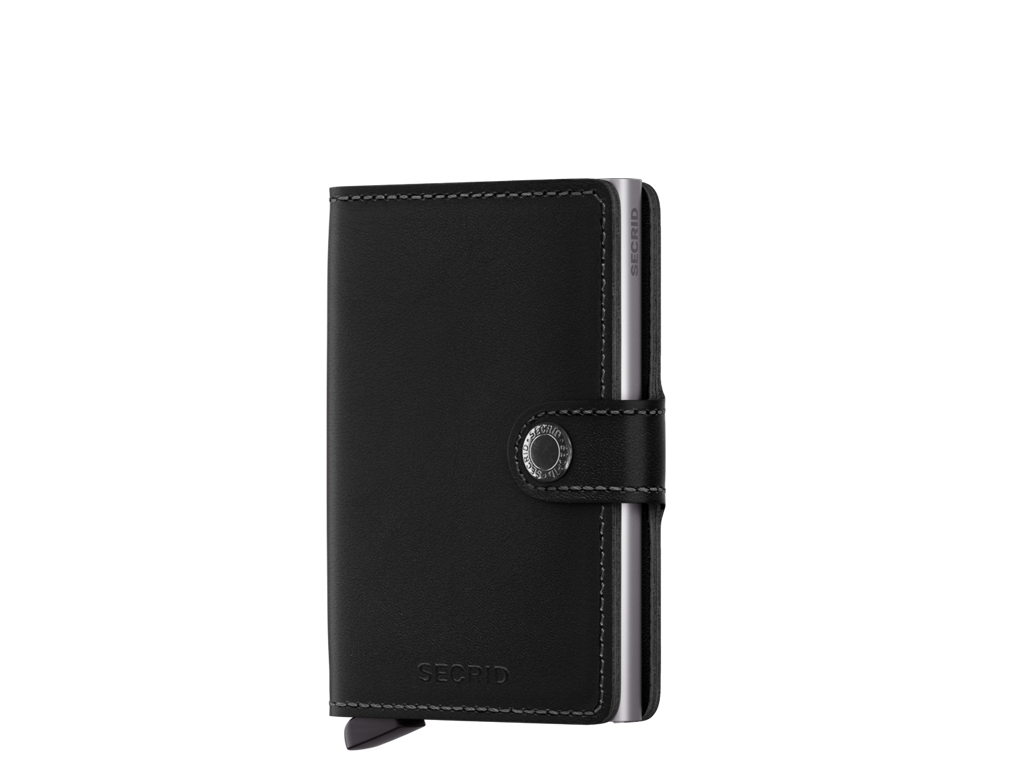 Secrid Miniwallet Original Black – klasični crni novčanik od glatke kože s prirodnim sjajem i RFID zaštitom
