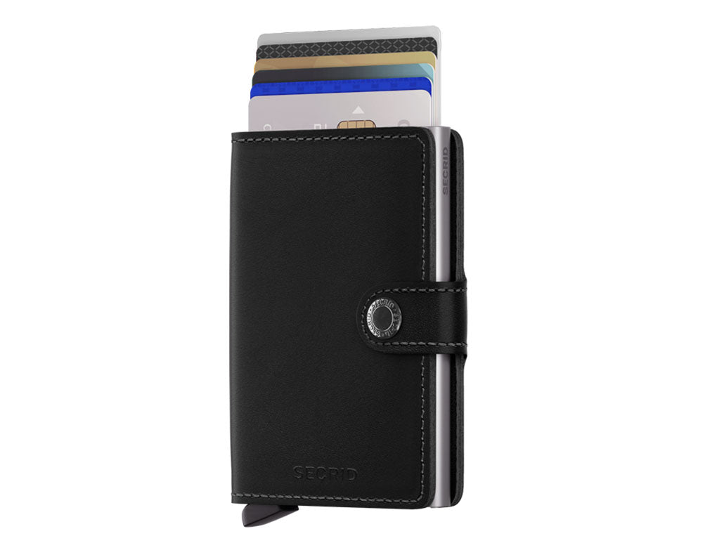 Secrid Miniwallet Original Black – klasični crni novčanik od glatke kože s prirodnim sjajem i RFID zaštitom