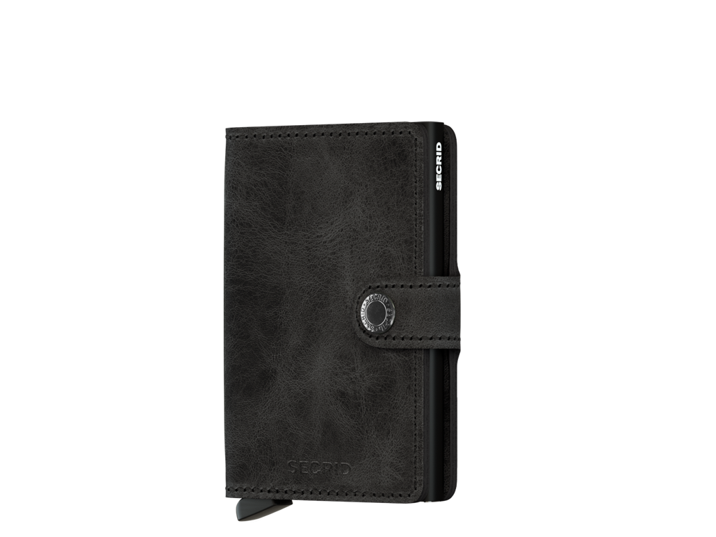 Secrid Miniwallet Vintage Black – crni kožni novčanik s klasičnim izgledom i RFID zaštitom