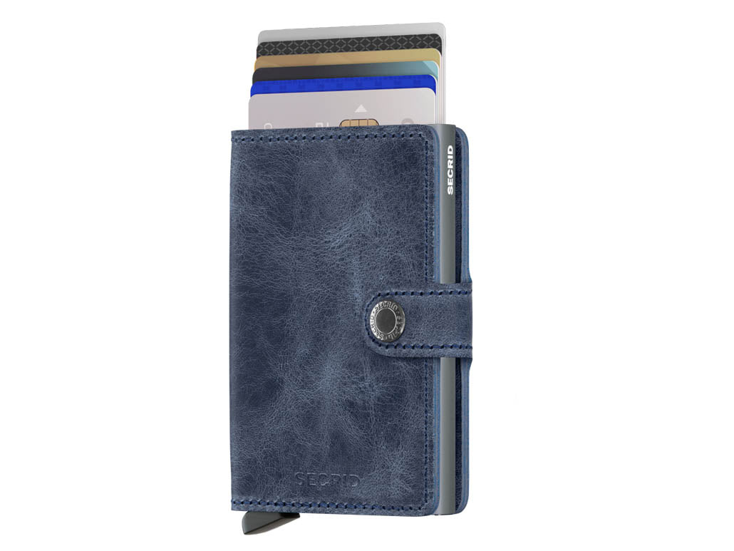 Secrid Miniwallet Vintage Navy – tamnoplavi novčanik od voskane kože s RFID zaštitom
