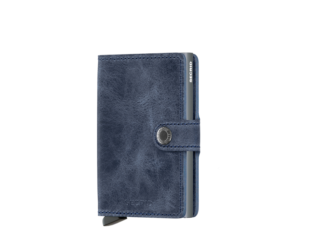 Secrid Miniwallet Vintage Navy – tamnoplavi novčanik od voskane kože s RFID zaštitom
