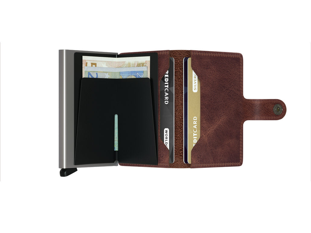 Secrid Miniwallet Vintage Brown – elegantni smeđi novčanik s prirodnom patinom i RFID zaštitom
